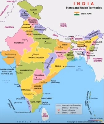 Mape of India with All district names
