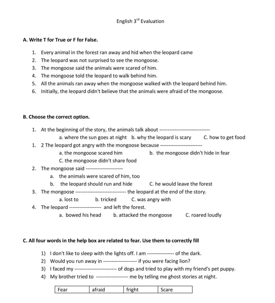 Class 3 English Question Paper for the second periodic test under the CBSE board